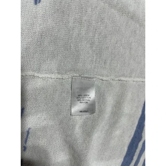 Pure Jill J. Jill Striped Linen Blend Open Front Long Cardigan Womens 3X Coastal - Picture 10 of 11